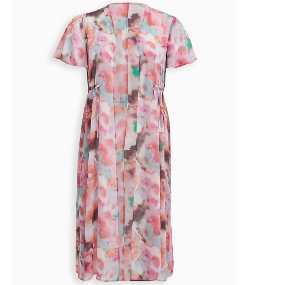 Torrid Size 2X (18-20) Multi Watercolor Tie-Front Duster Kimono